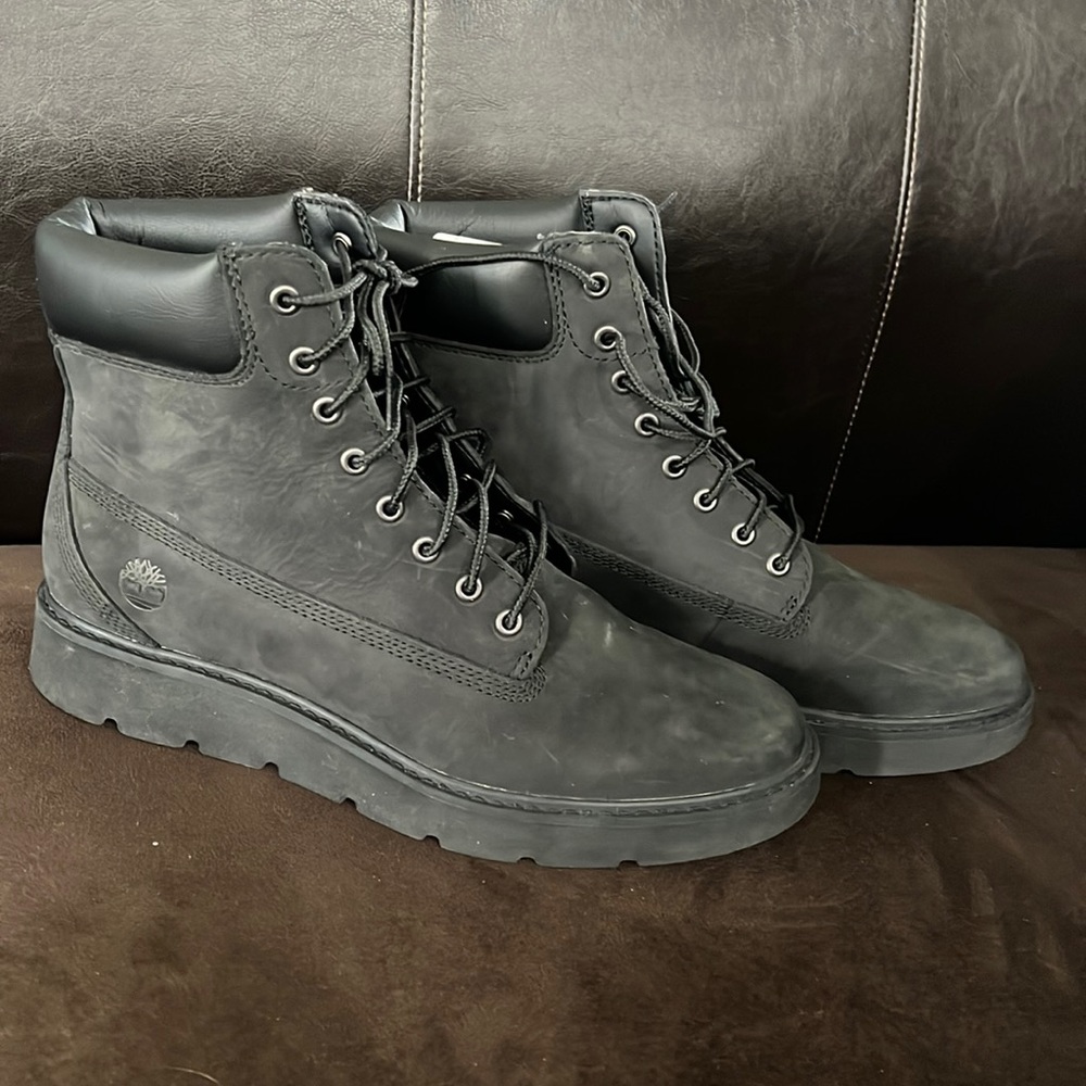 Timberland Kenniston 6 Inch Black Nubuck Leather Lace Up Boots Sz 9.5 A15TM